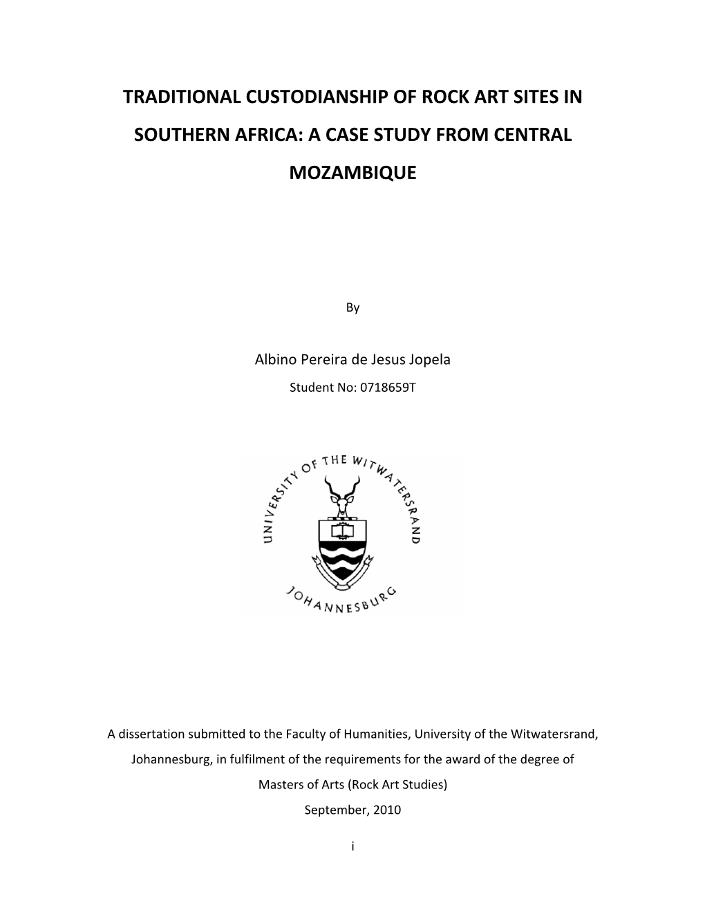 Traditional Custodianship of Rock Art Sites in Southern Africa: a Case Study from Central Mozambique