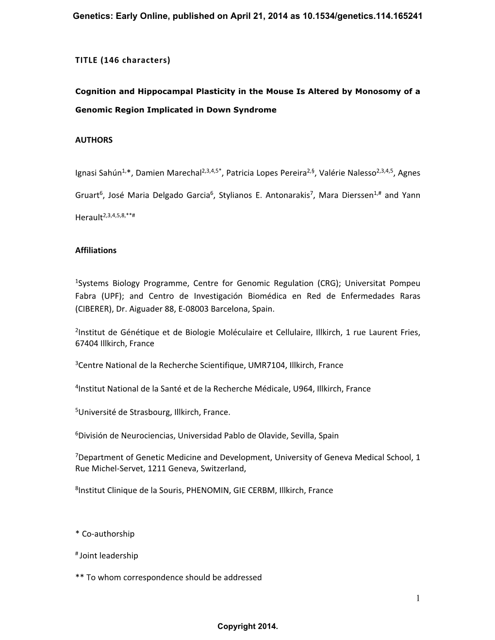 1 TITLE (146 Characters) AUTHORS Ignasi Sahún1,*, Damien Marechal2,3,4,5*, Patricia Lopes Pereira2,§, Valérie Nalesso2