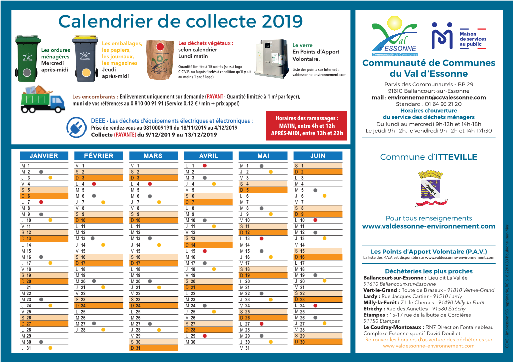 Calendrier De Collecte 2019