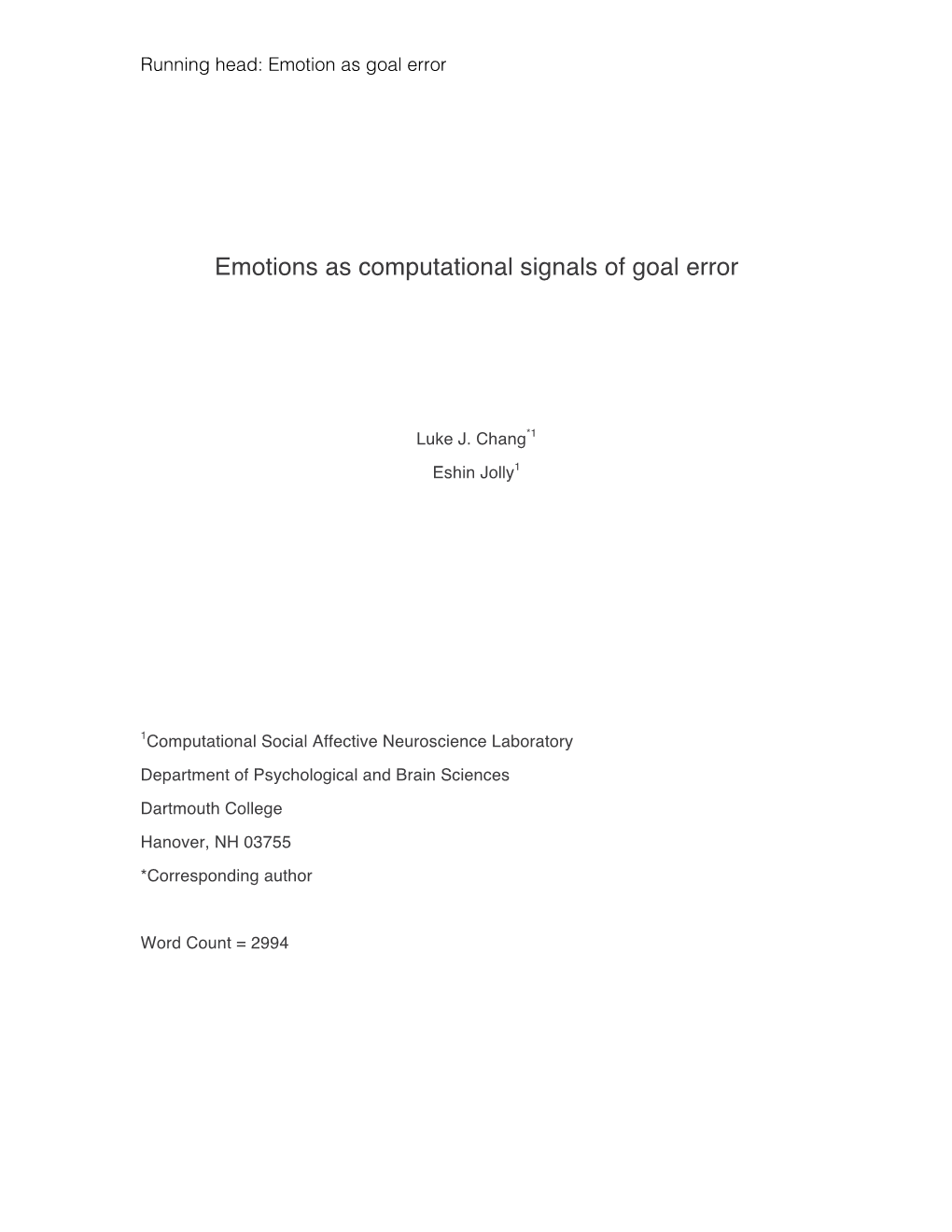 Emotions As Computational Signals of Goal Error