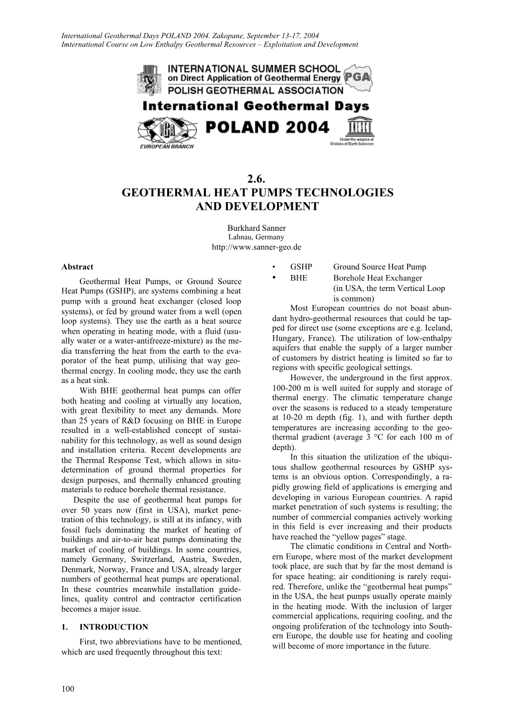 2.6. Geothermal Heat Pumps Technologies and Development