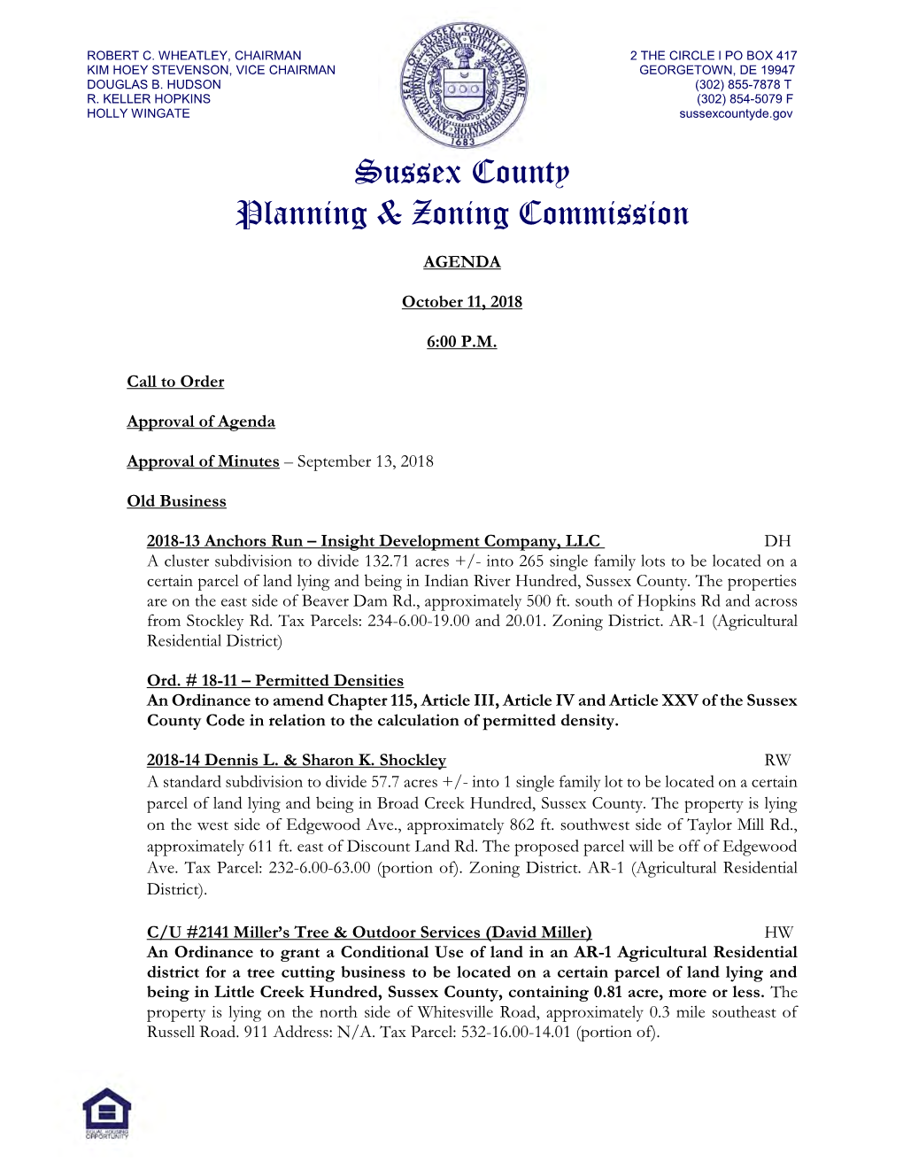 P&Z Commission Agenda