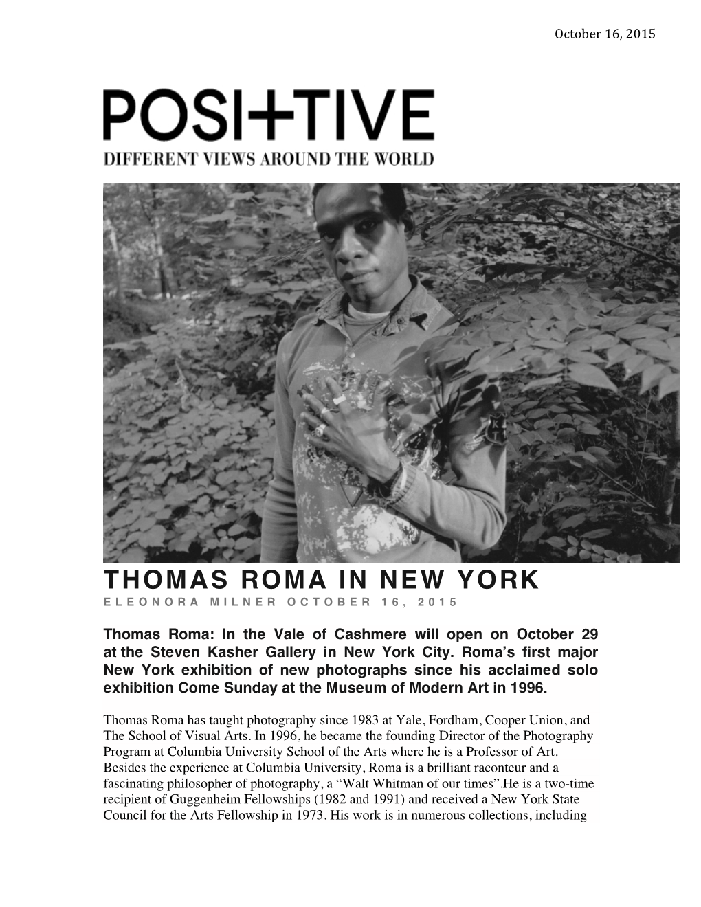 Thomas Roma in New York Eleonora Milner October 16, 2015