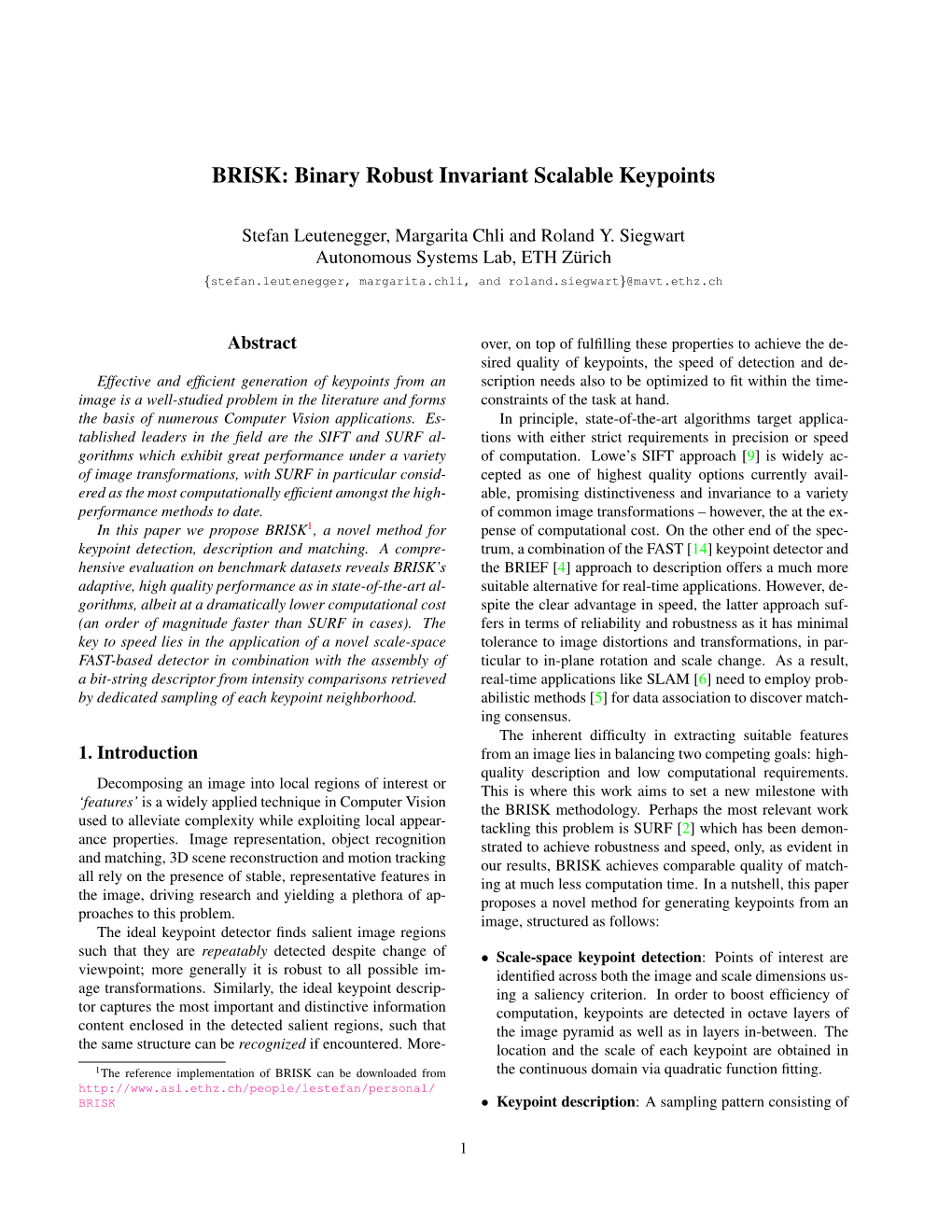 Binary Robust Invariant Scalable Keypoints
