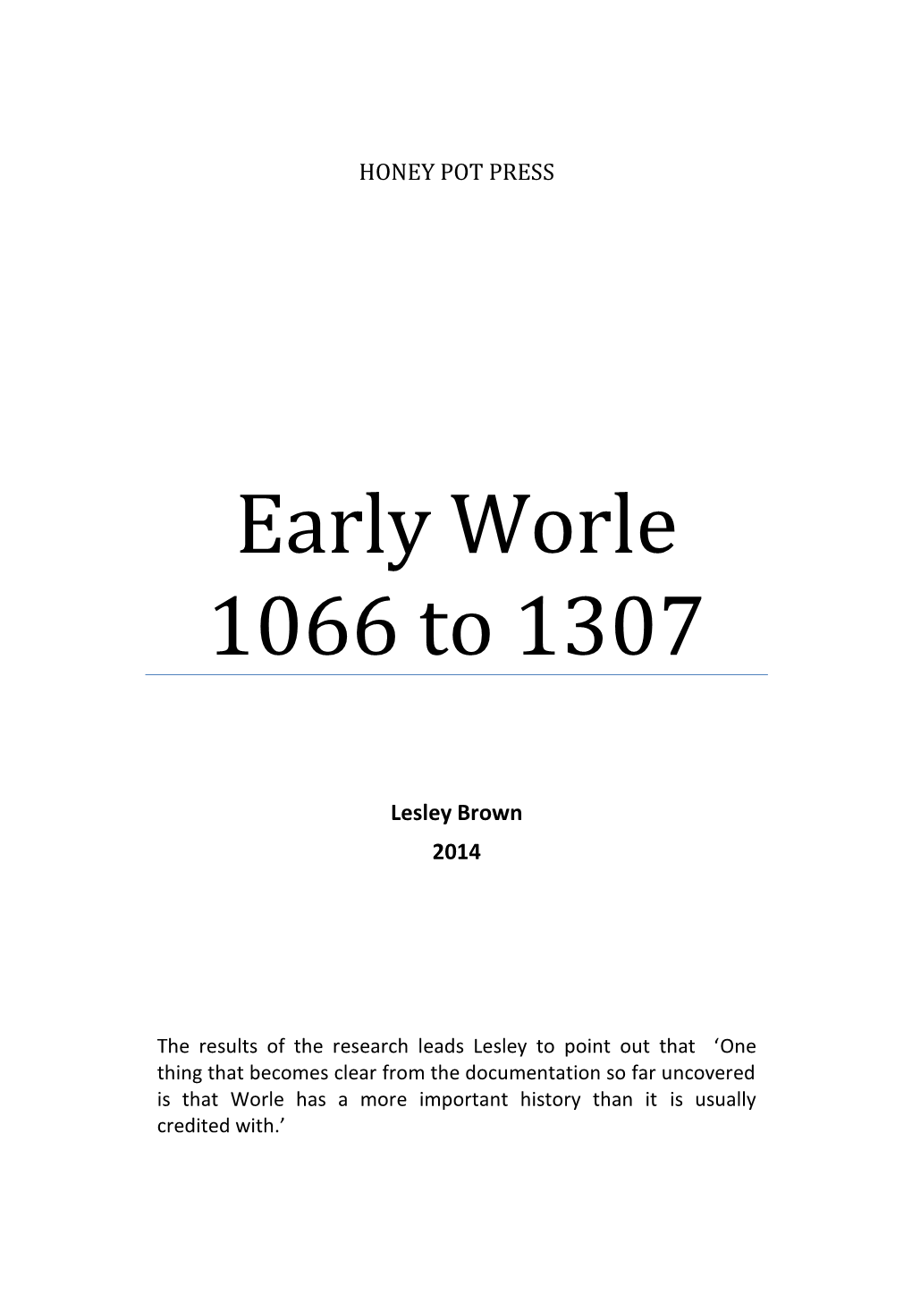 Early Worle 1066 to 1307.Pdf