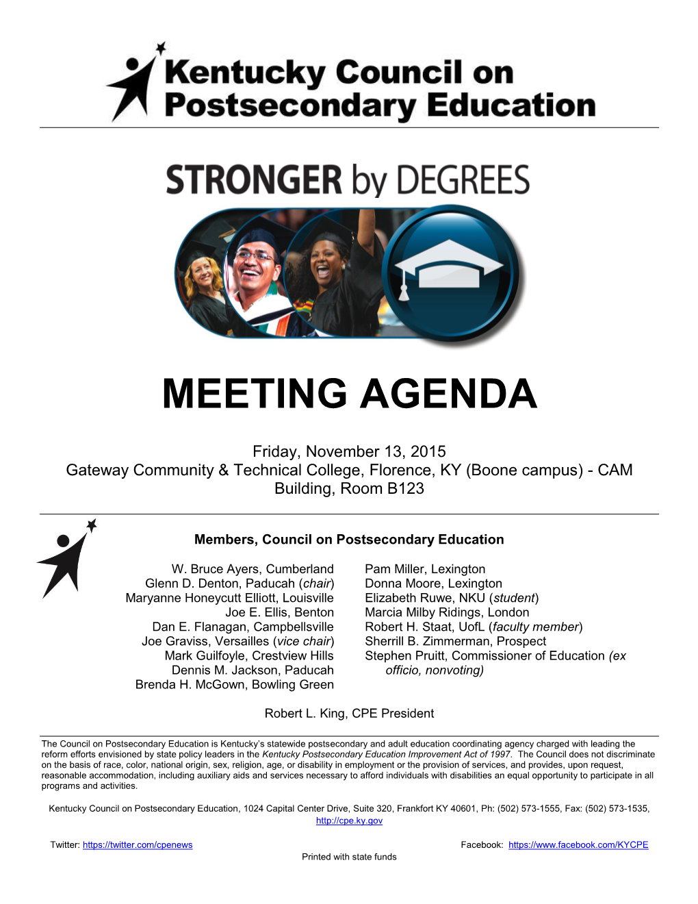 Agenda: Nov. 13, 2015 CPE Meeting