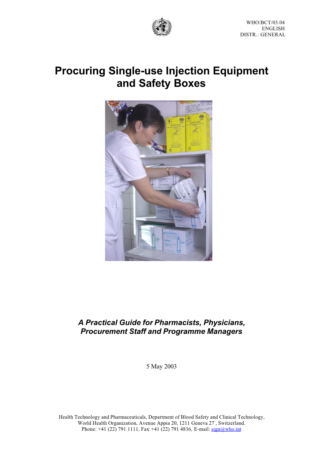 Procuring Single-Use Injection Equipment and Safety Boxes