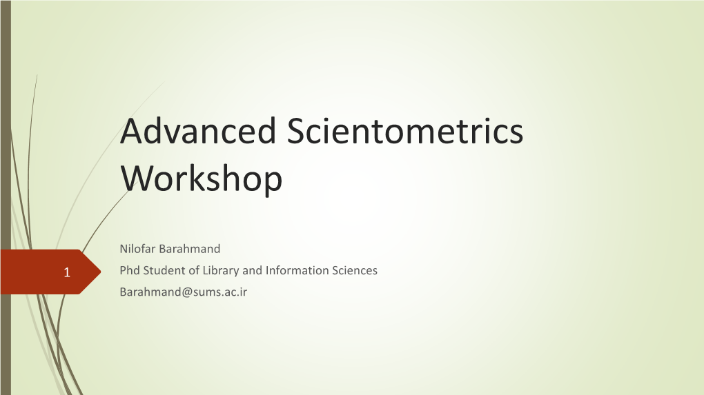 Advanced Scientometrics Workshop