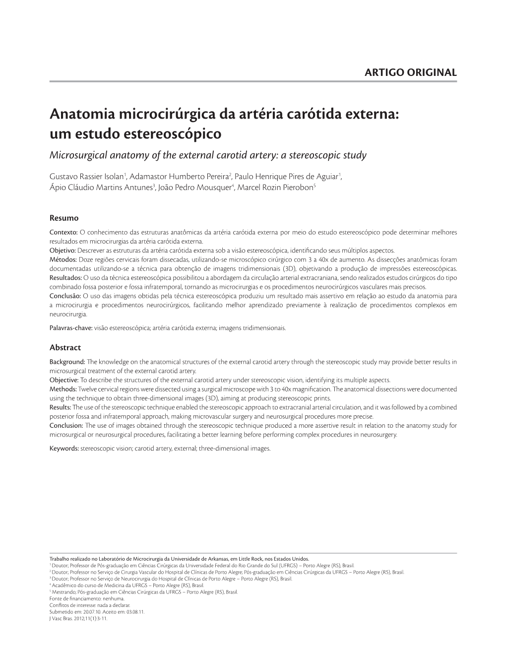 Microsurgical Anatomy of the External Carotid Artery: a Stereoscopic Study