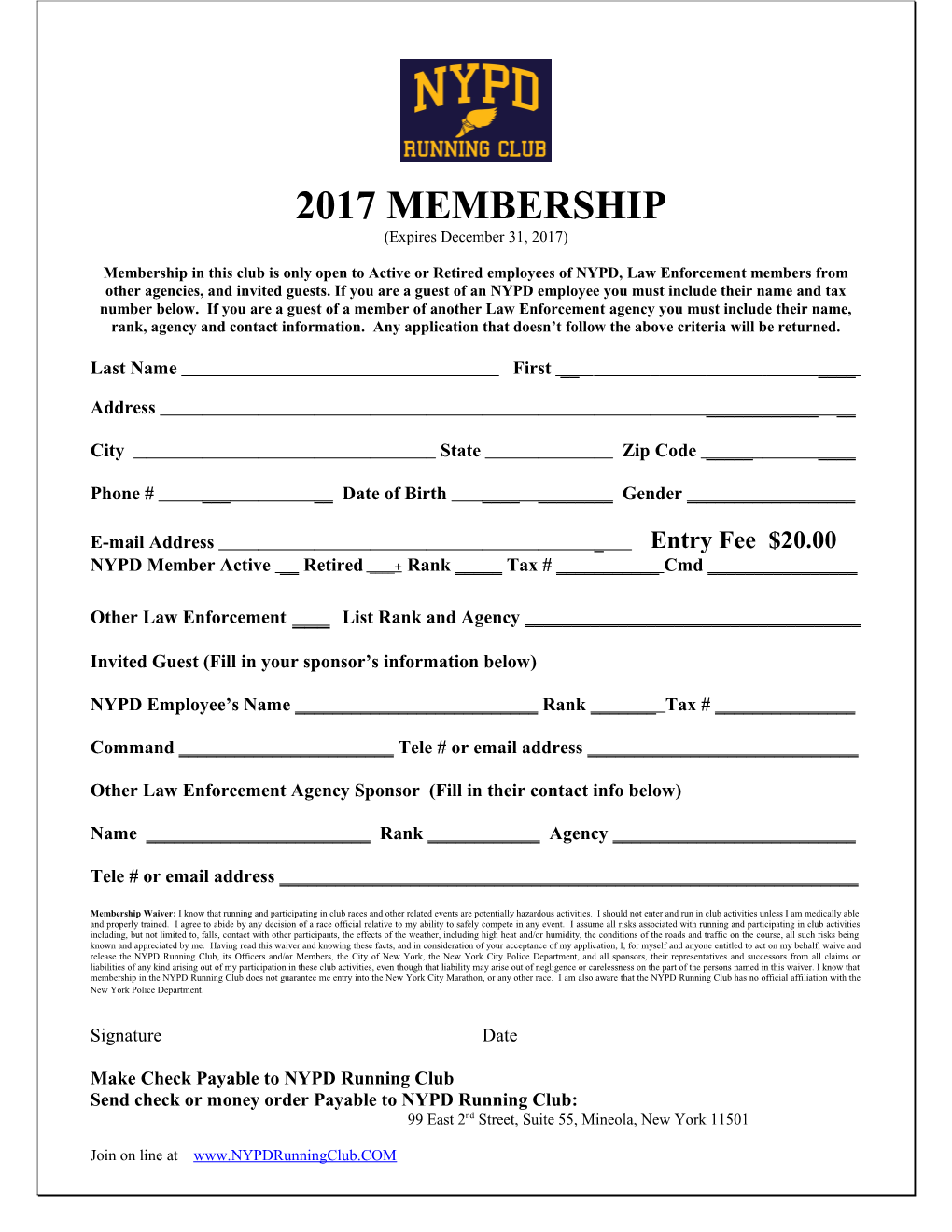 Membership in This Club Is Only Open to Active Or Retired Employees of NYPD, Law Enforcement