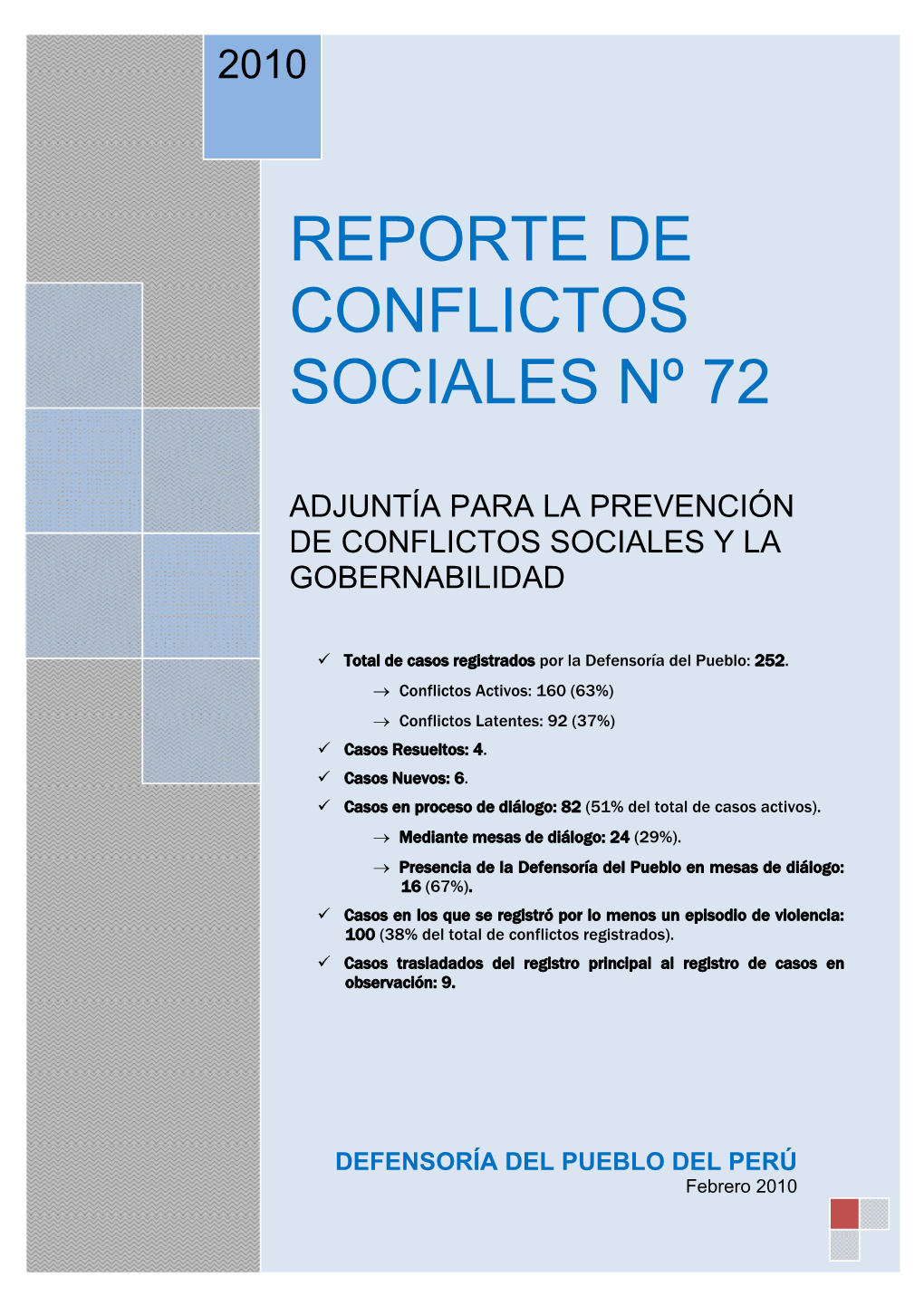 Reporte De Conflictos Sociales Nº 72