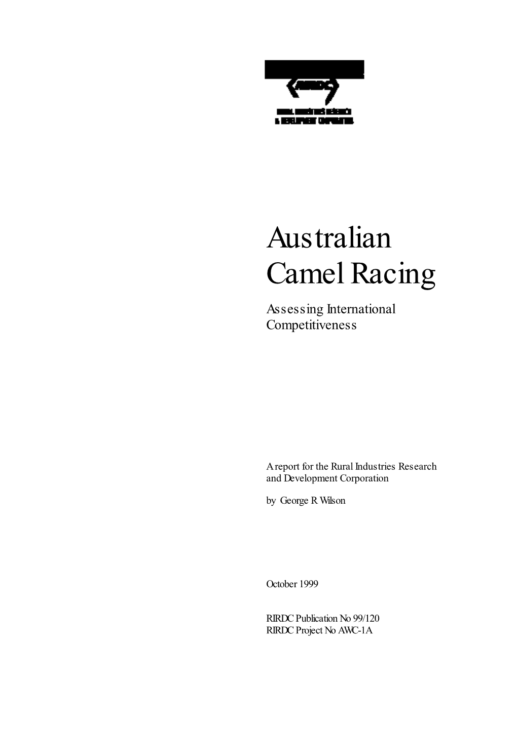 Australian Camel Racing Assessing International Competitiveness