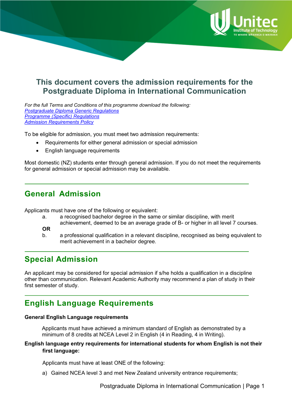 Postgraduate Diploma in International Communication