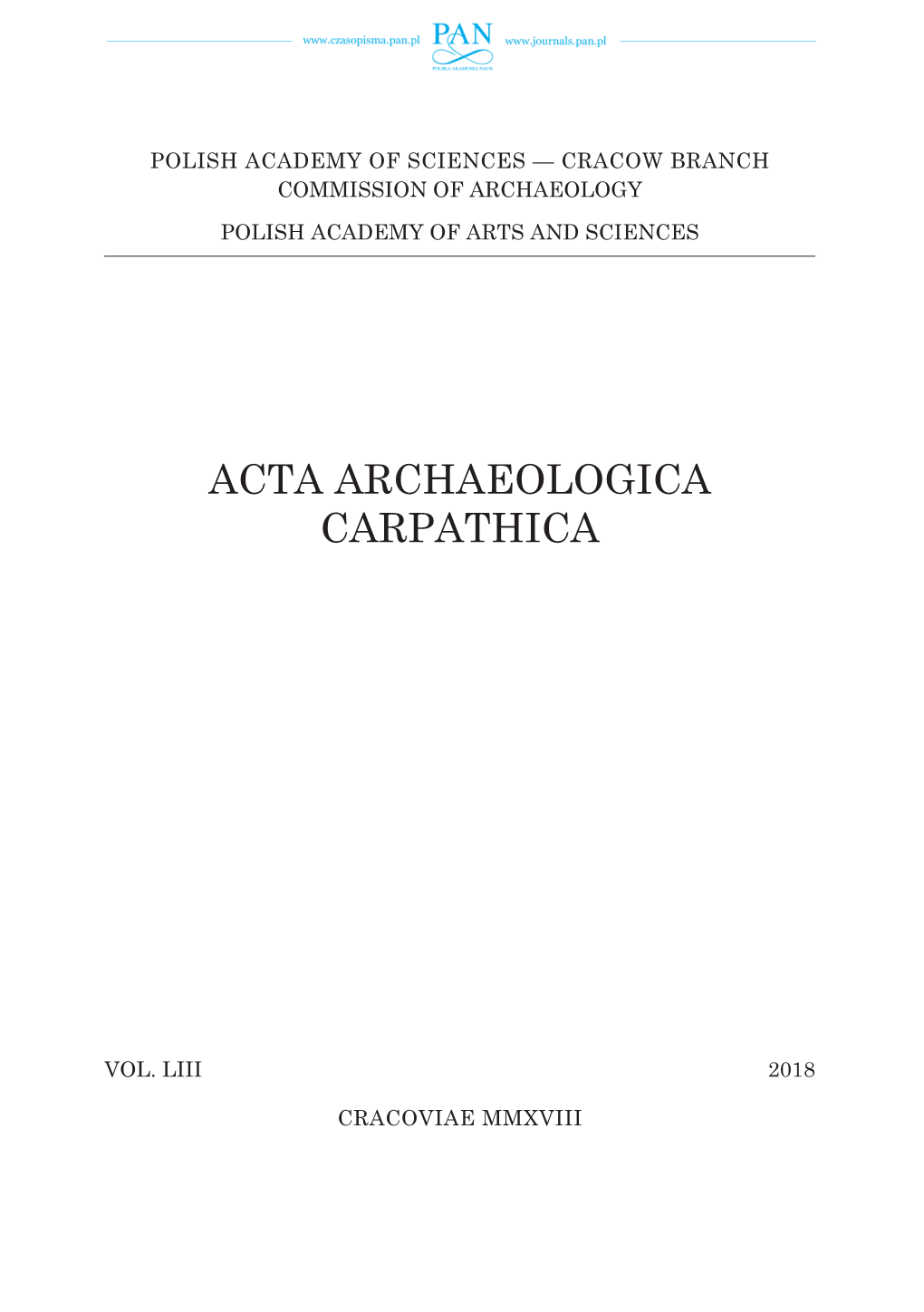 Acta Archaeologica Carpathica