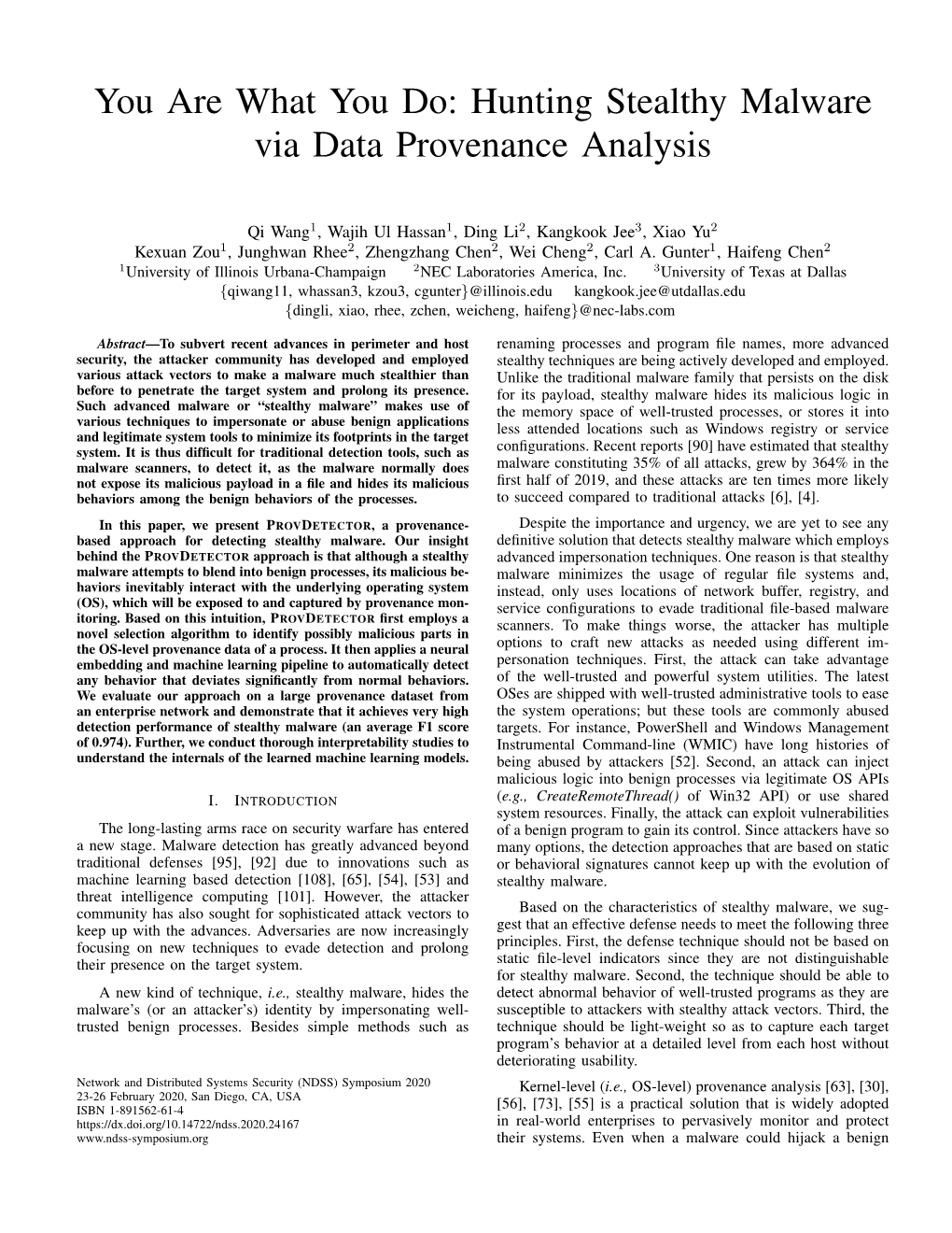 Hunting Stealthy Malware Via Data Provenance Analysis