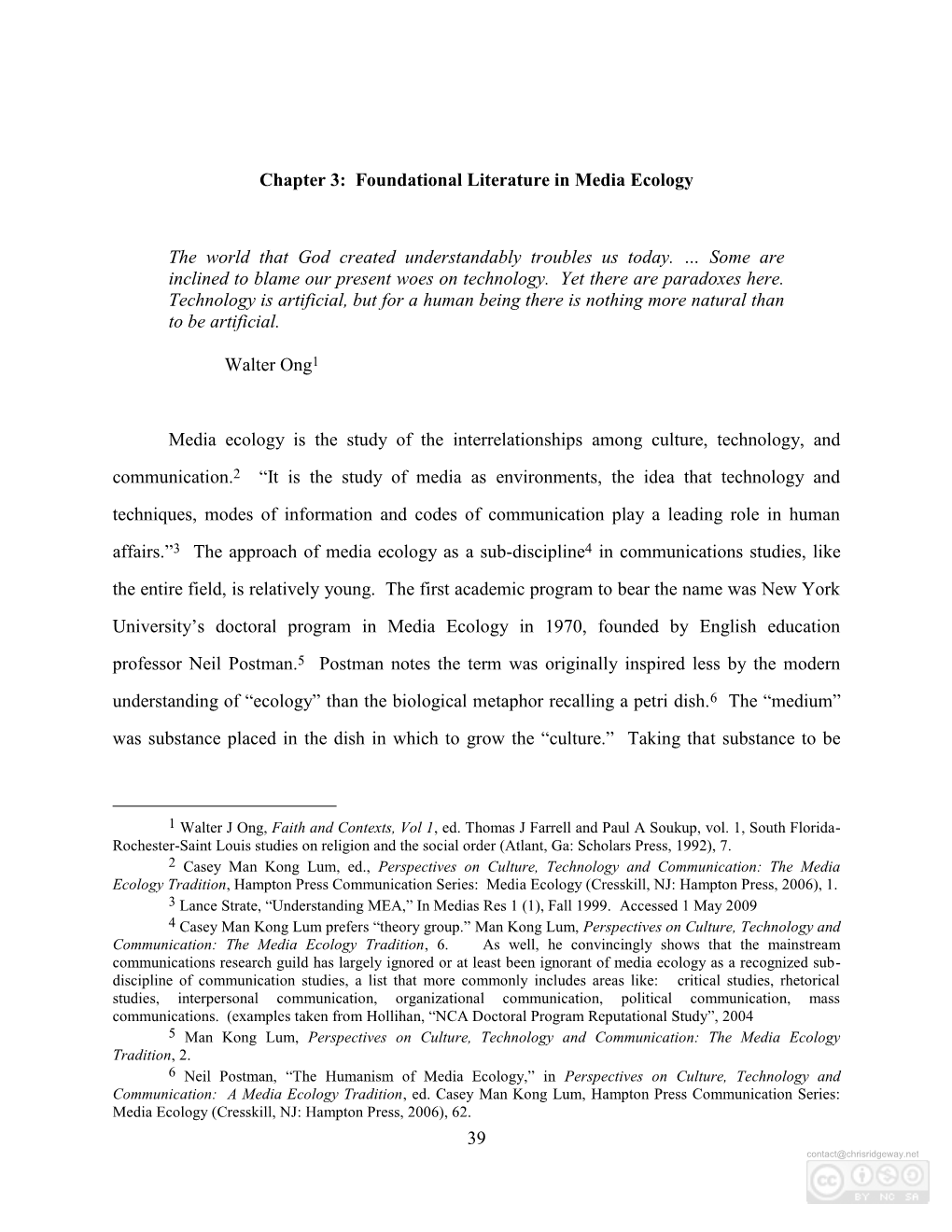 Chapter 3 Foundational Literature in Media Ecology P39-54