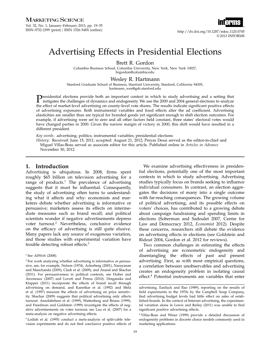 Advertising Effects in Presidential Elections Brett R