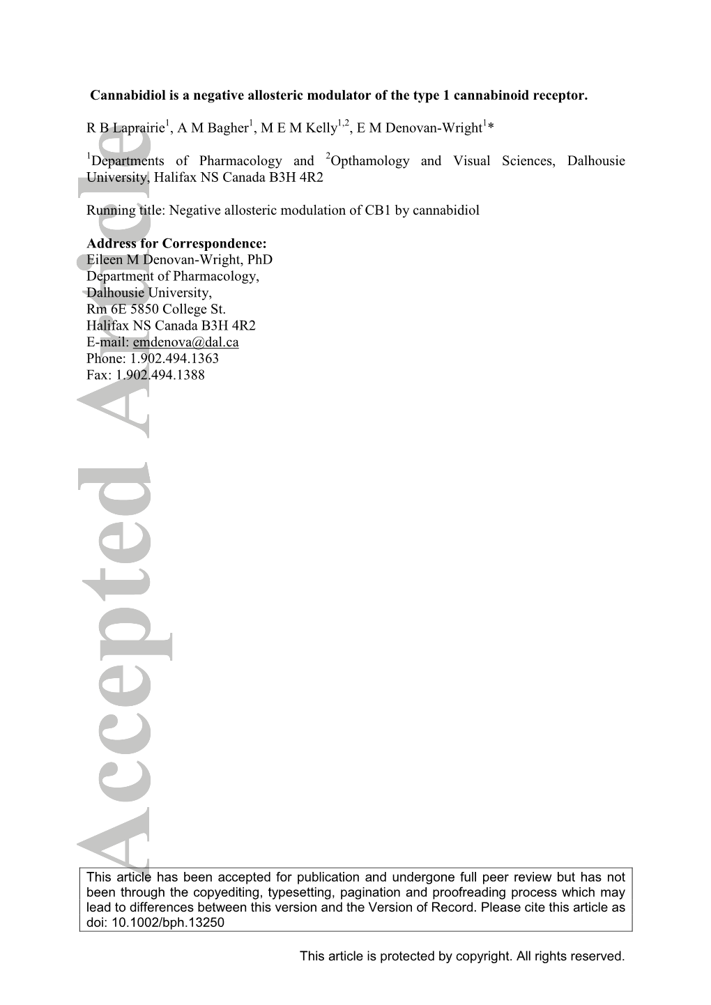 Cannabidiol Is a Negative Allosteric Modulator of the Type 1 Cannabinoid Receptor