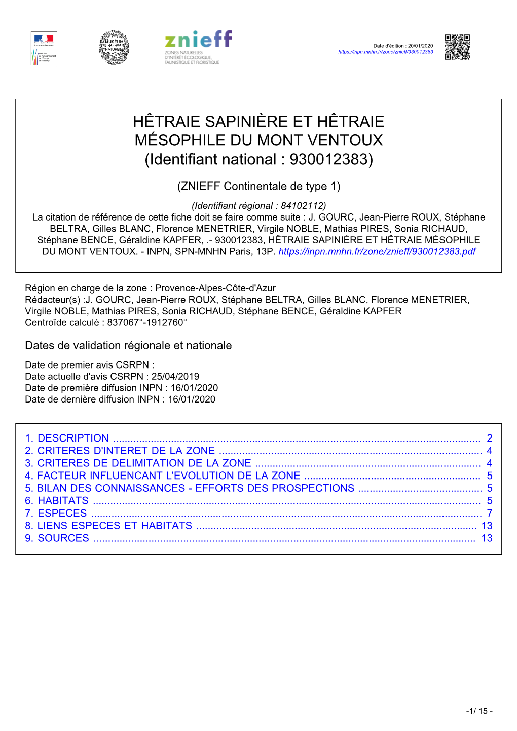 HÊTRAIE SAPINIÈRE ET HÊTRAIE MÉSOPHILE DU MONT VENTOUX (Identifiant National : 930012383)