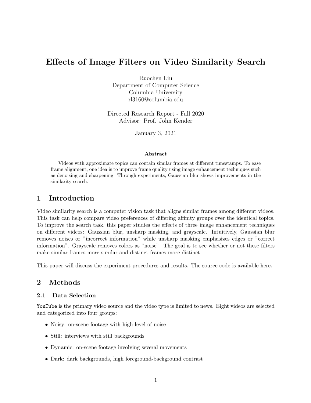 Effects of Image Filters on Video Similarity Search