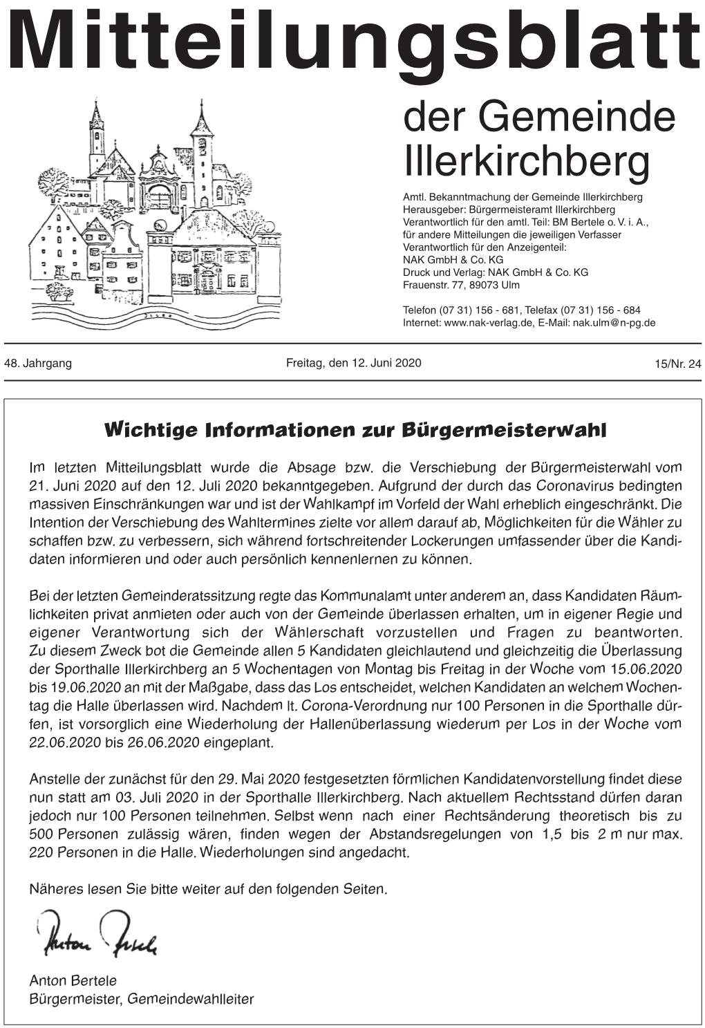 Mitteilungsblatt Der Gemeinde Illerkirchberg Amtl