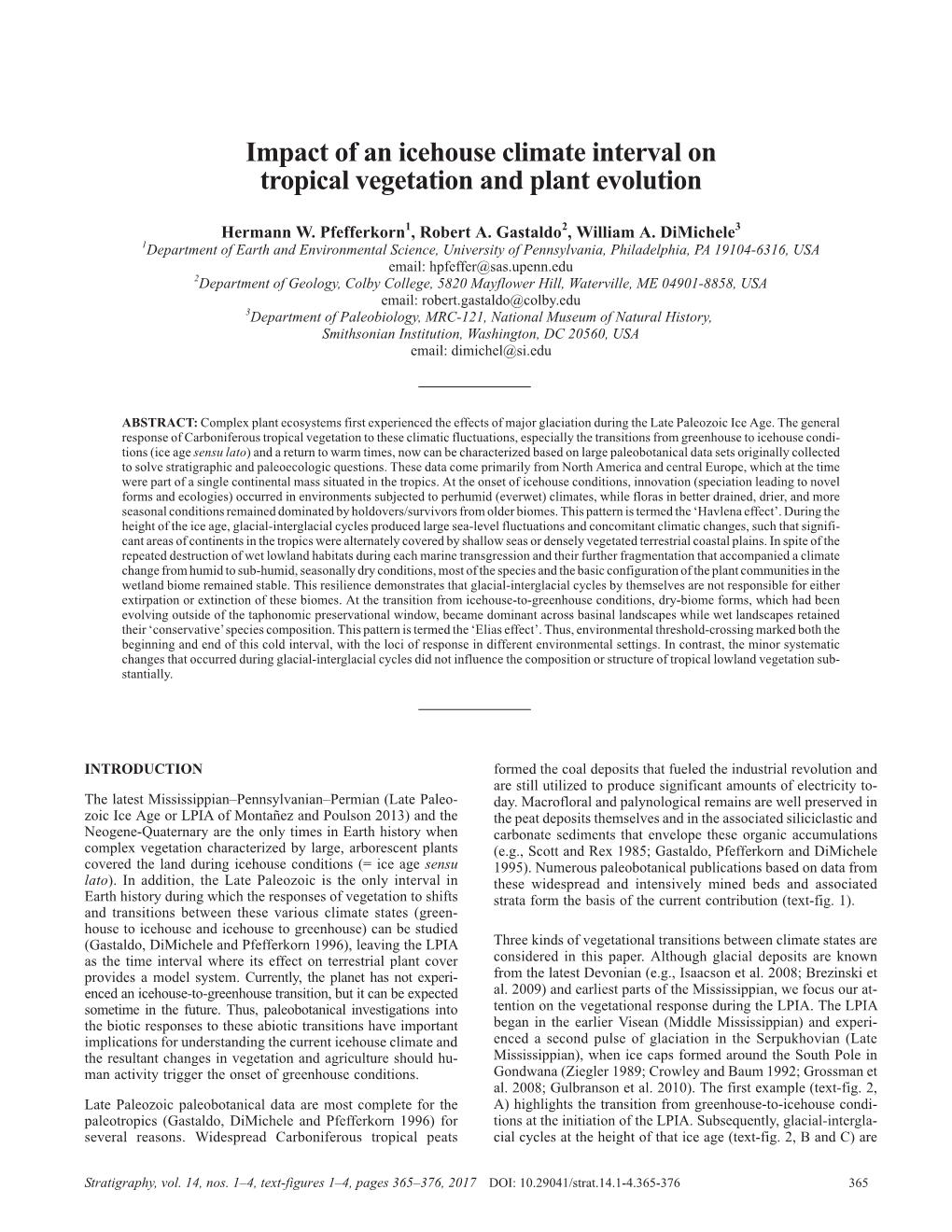 Impact of an Icehouse Climate Interval on Tropical Vegetation and Plant Evolution