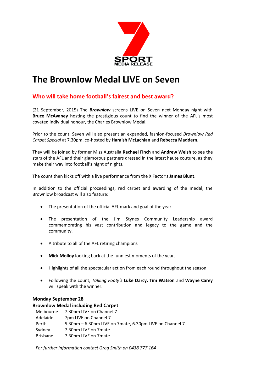 The Brownlow Medal LIVE on Seven