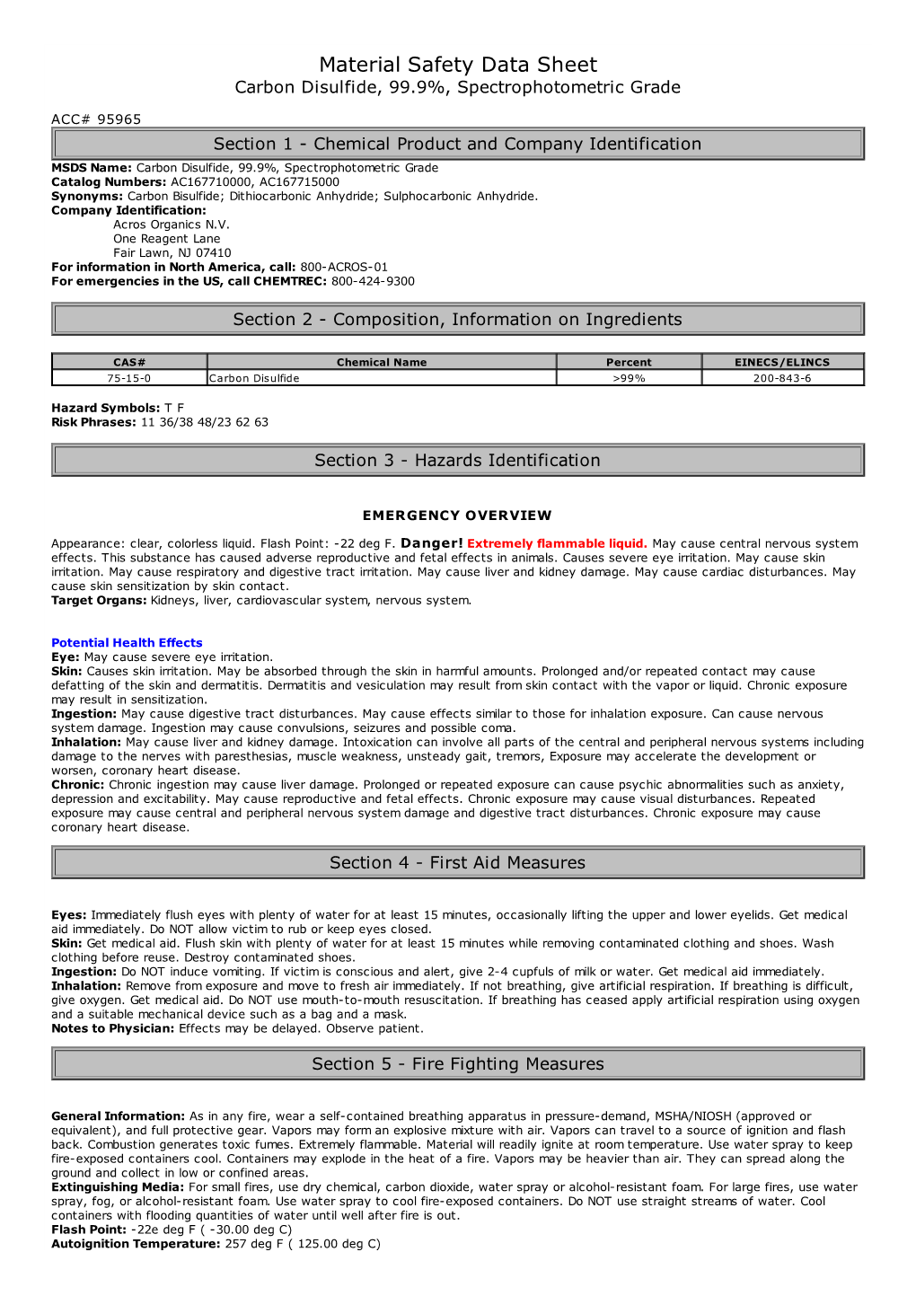 Material Safety Data Sheet