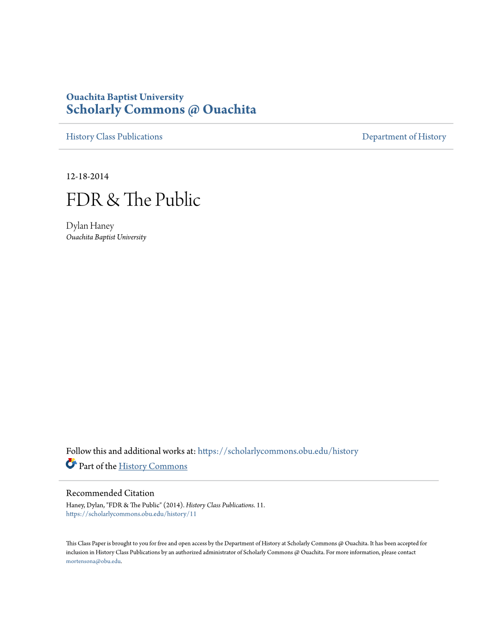 FDR & the Public