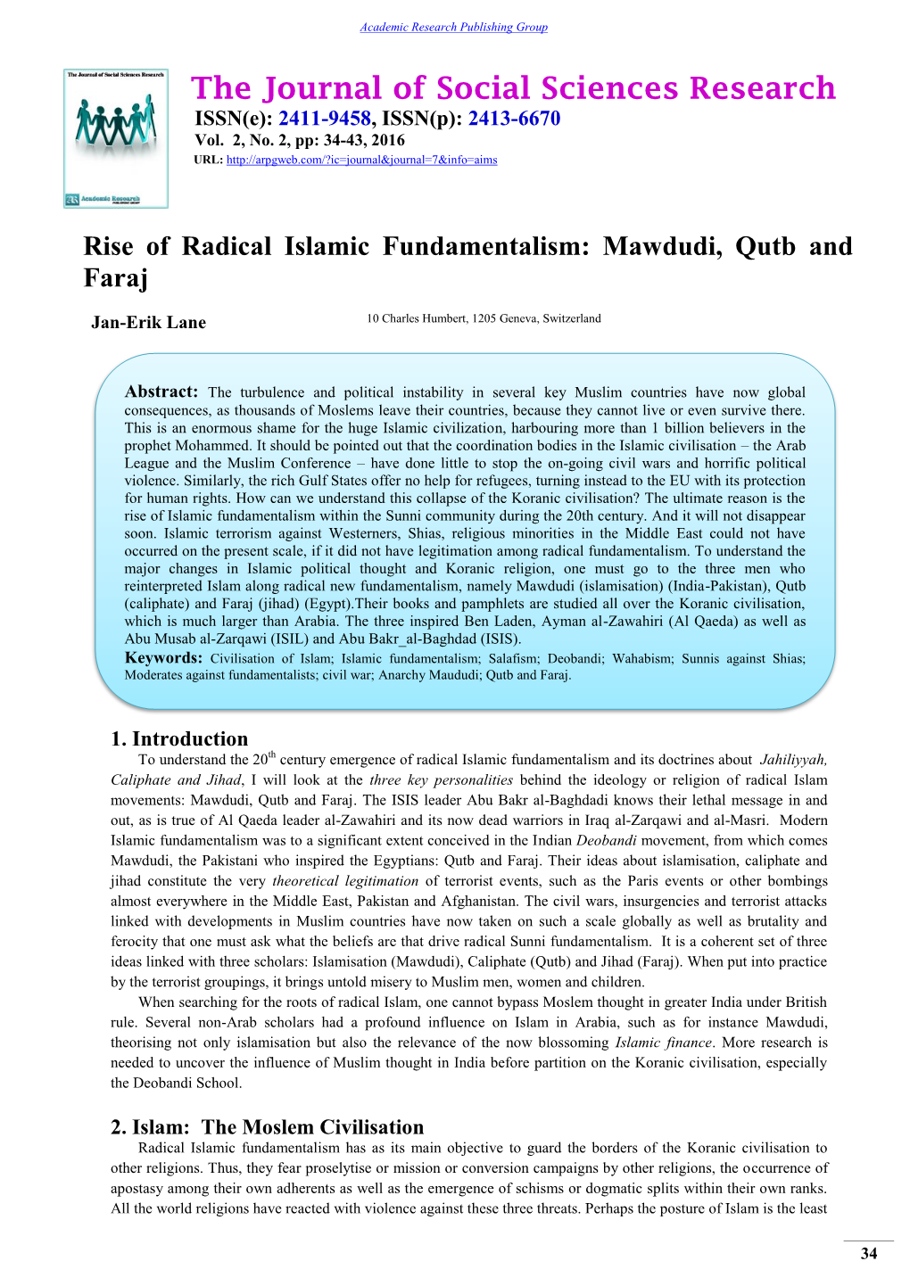 Rise of Radical Islamic Fundamentalism: Mawdudi, Qutb and Faraj