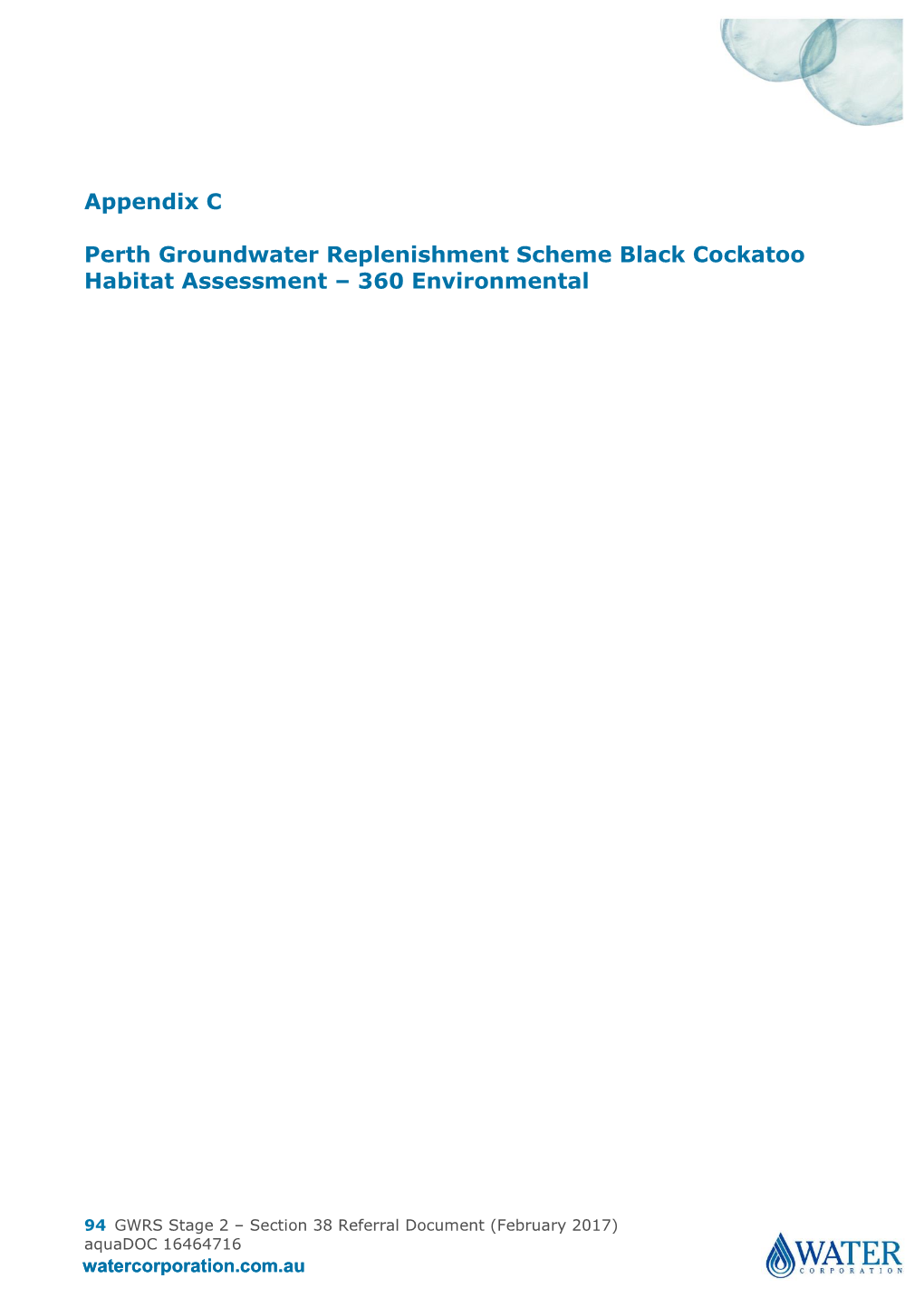 Appendix C Perth Groundwater Replenishment Scheme Black