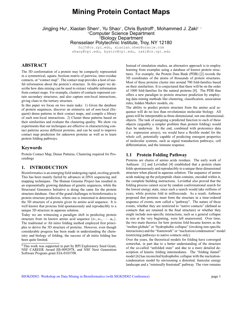 Mining Protein Contact Maps