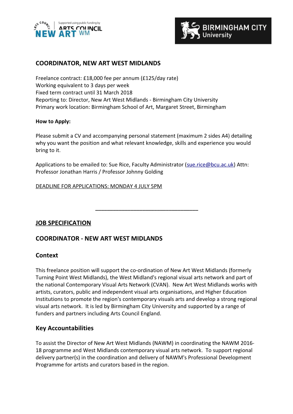 Coordinator, New Art West Midlands