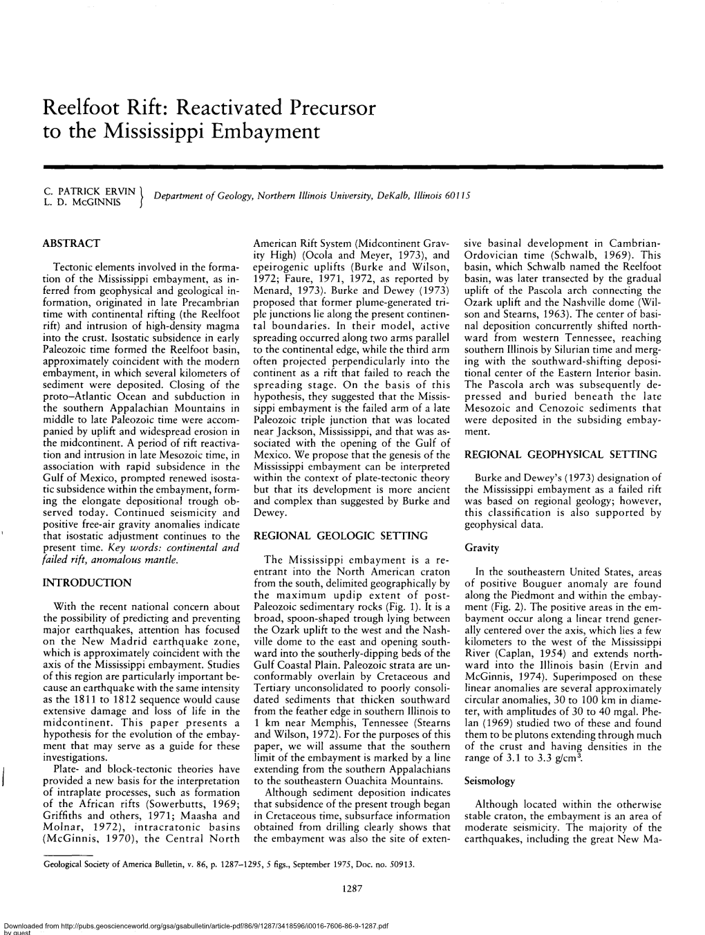 Reelfoot Rift: Reactivated Precursor to the Mississippi Embayment