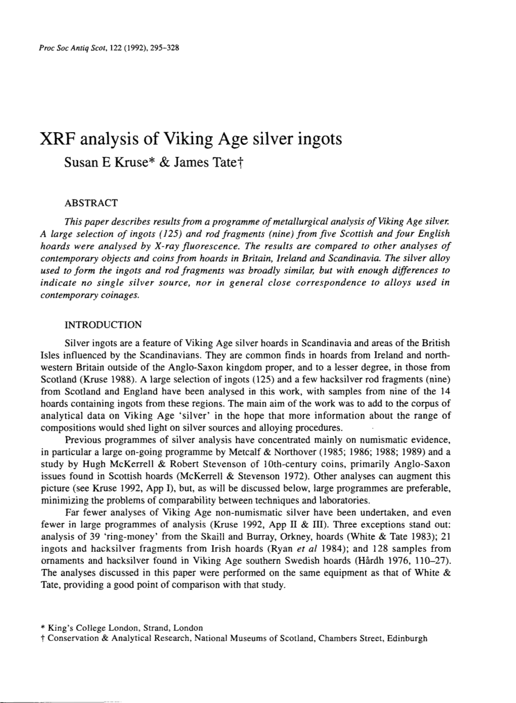 Xrf Analysis of Viking Age Silver Ingots | 297