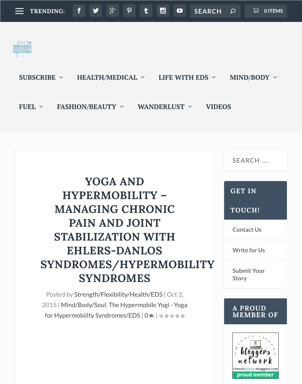 YOGA and HYPERMOBILITY – GET in MANAGING CHRONIC TOUCH! PAIN and JOINT Contact Us STABILIZATION with EHLERS-DANLOS Write for Us