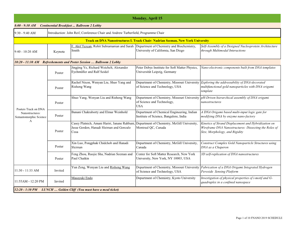 Detailed Program