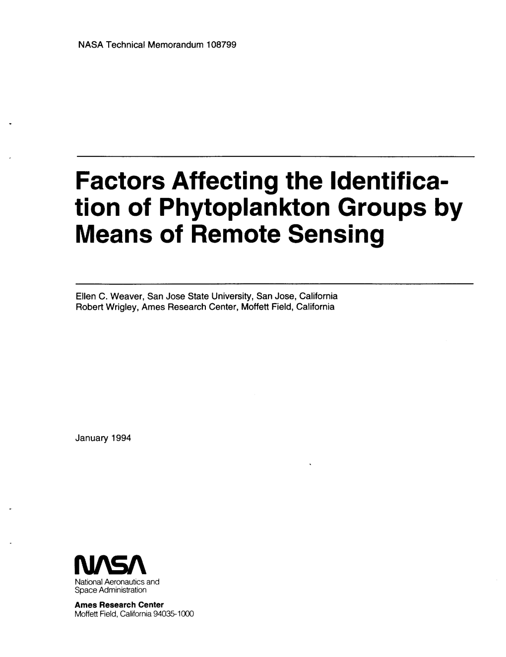 Factors Affecting the Identifica- Tion of Phytoplankton Groups by Means of Remote Sensing