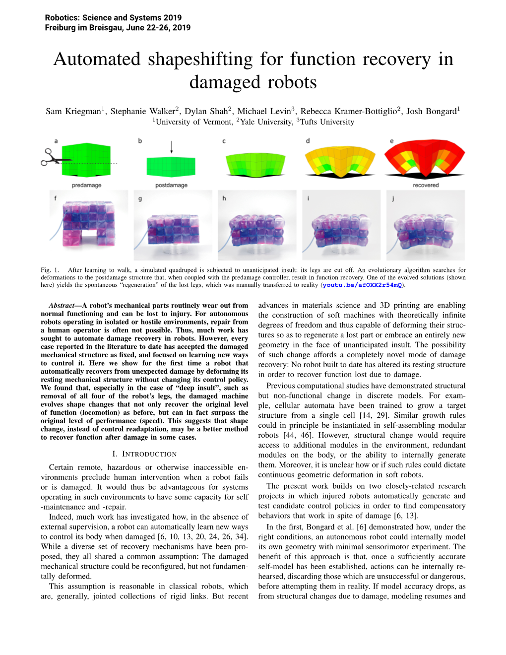 Automated Shapeshifting for Function Recovery in Damaged Robots