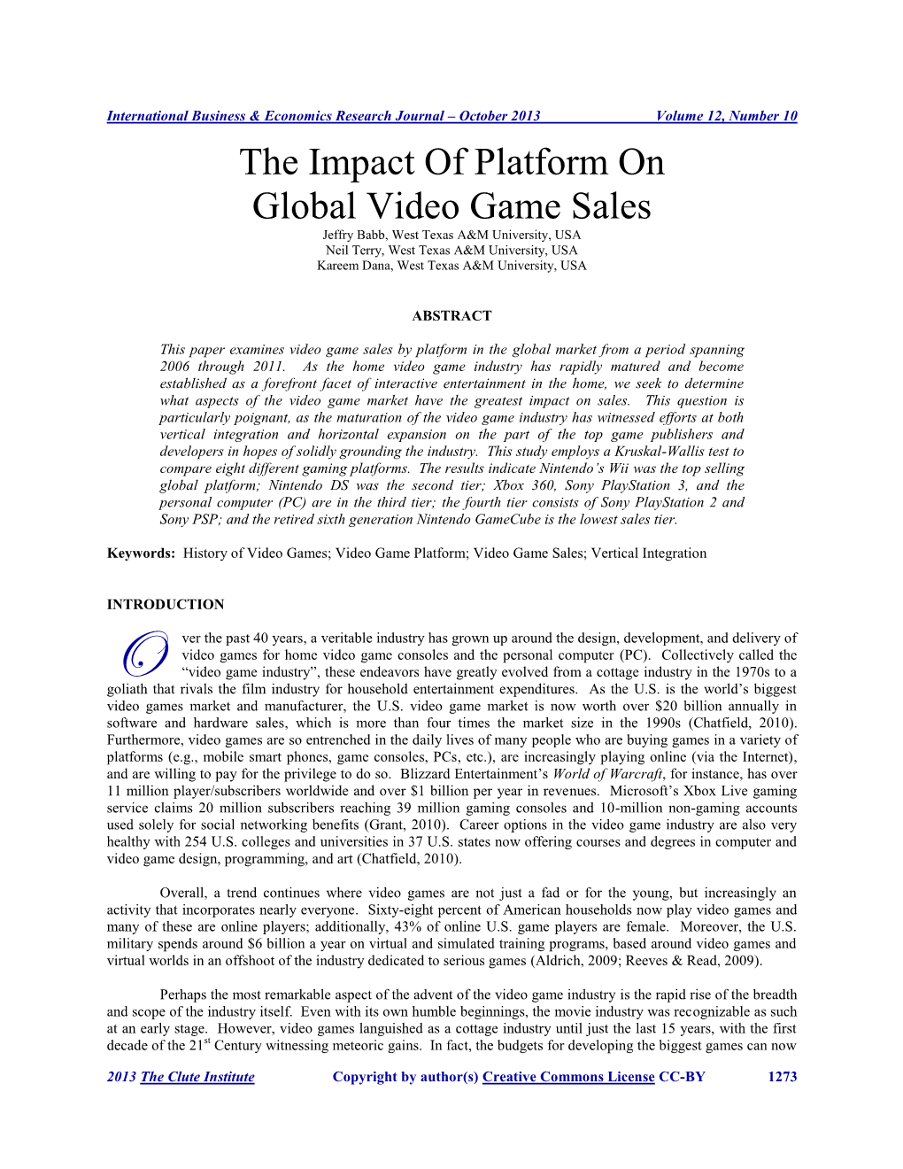 The Impact of Platform on Global Video Game Sales