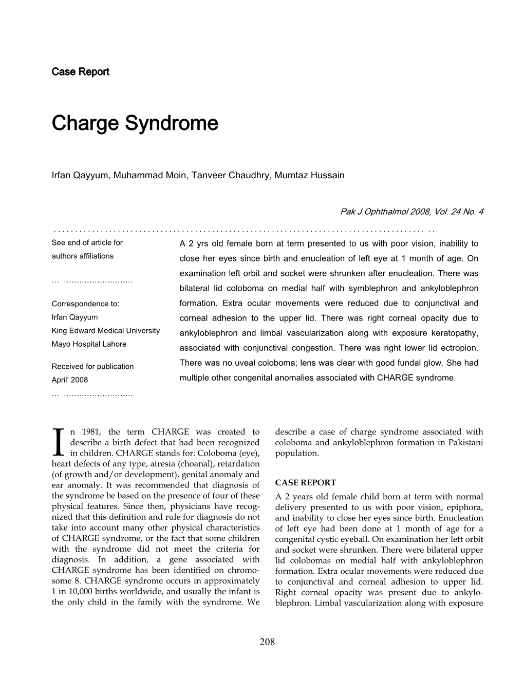 Charge Syndrome