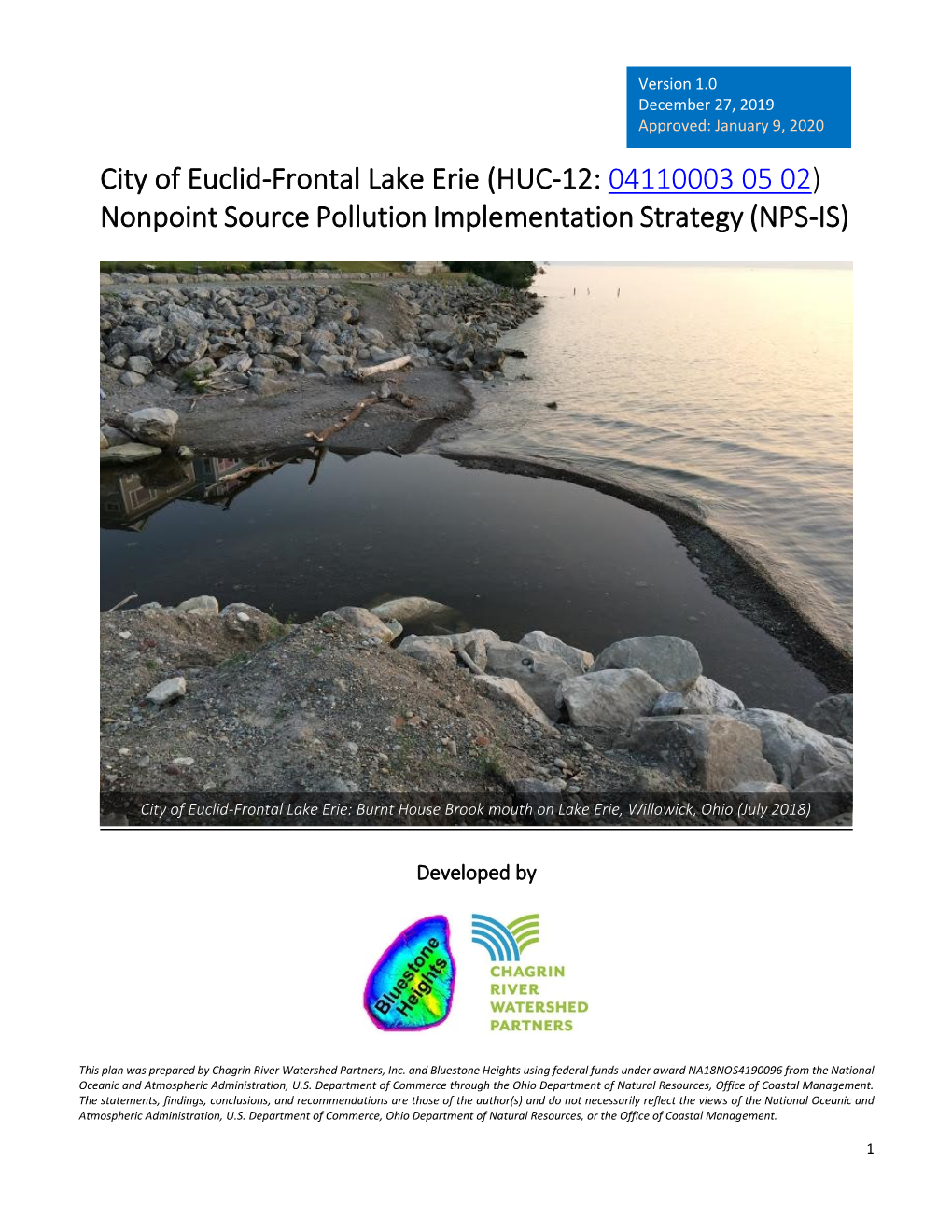 City of Euclid-Frontal Lake Erie (HUC-12: 04110003 05 02) Nonpoint Source Pollution Implementation Strategy (NPS-IS)