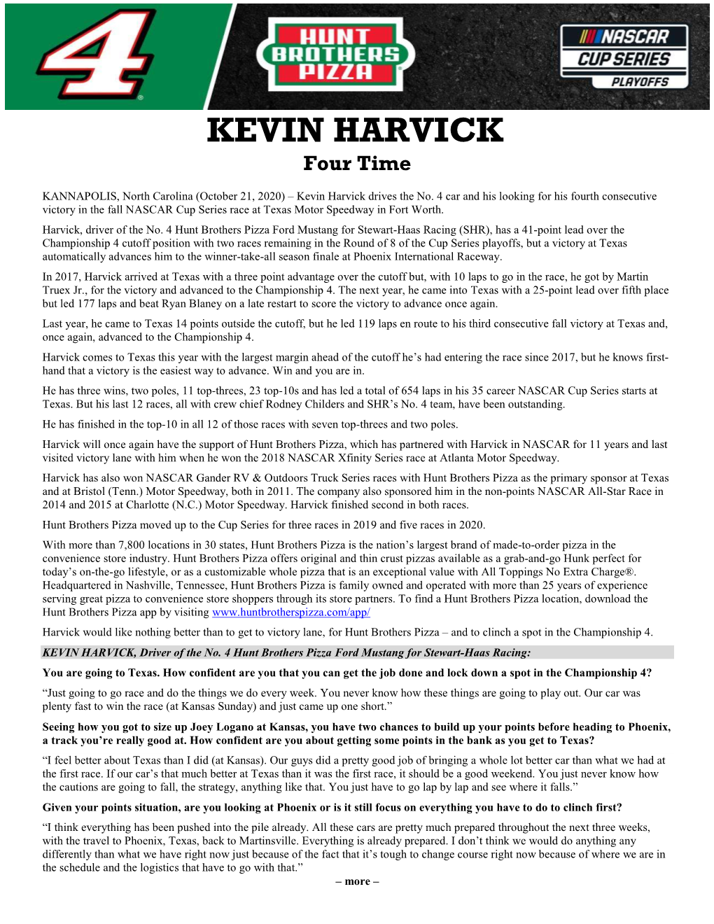 KEVIN HARVICK Four Time