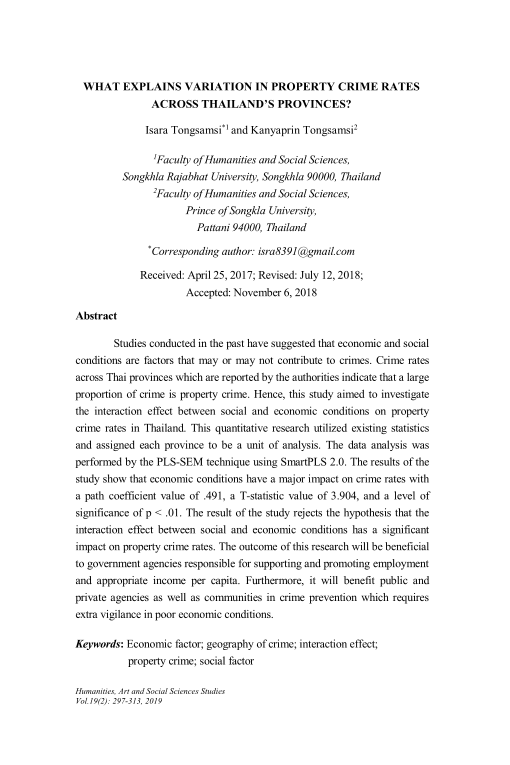 What Explains Variation in Property Crime Rates Across Thailand’S Provinces?