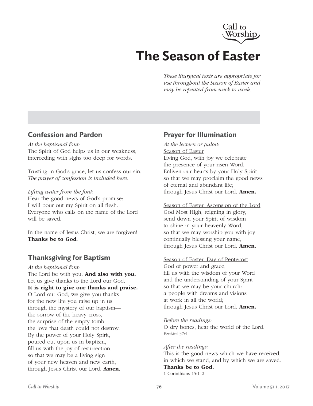 The Season of Easter