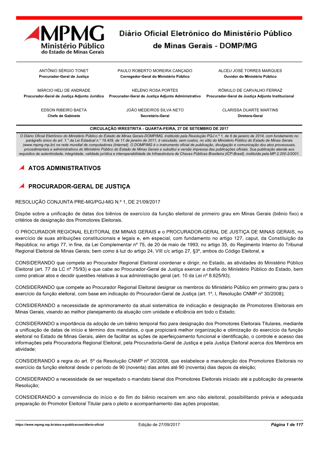 Atos Administrativos Procurador-Geral De Justiça