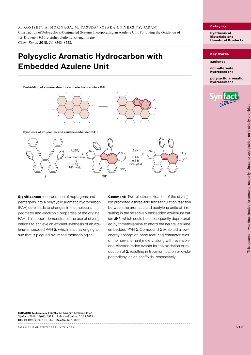 Polycyclic Aromatic Hydrocarbon with Embedded Azulene Unit