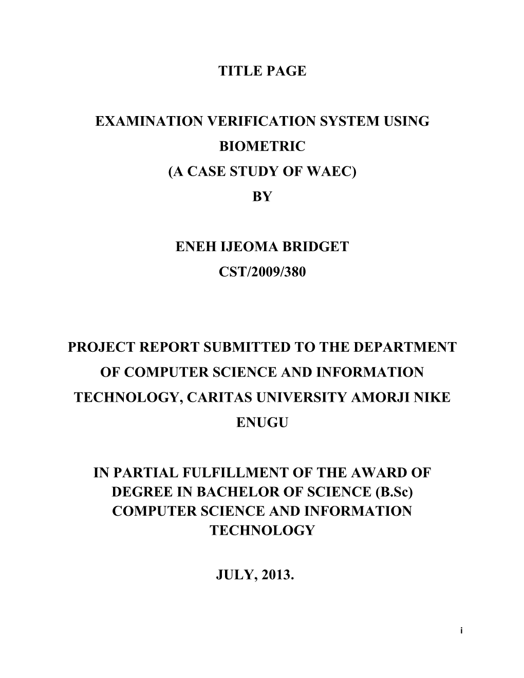 Title Page Examination Verification System Using