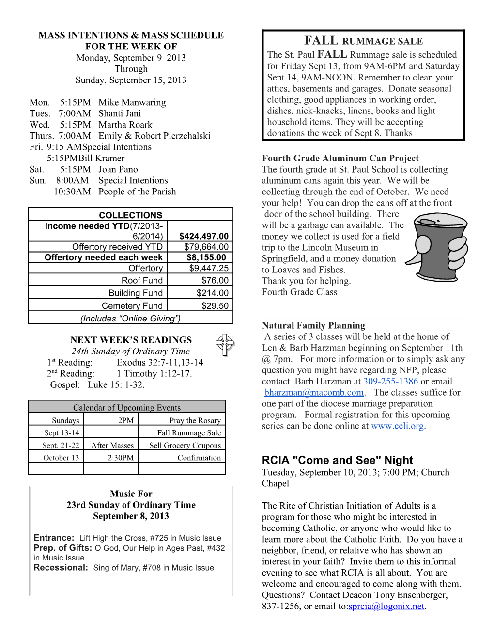 Mass Intentions & Mass Schedule s2