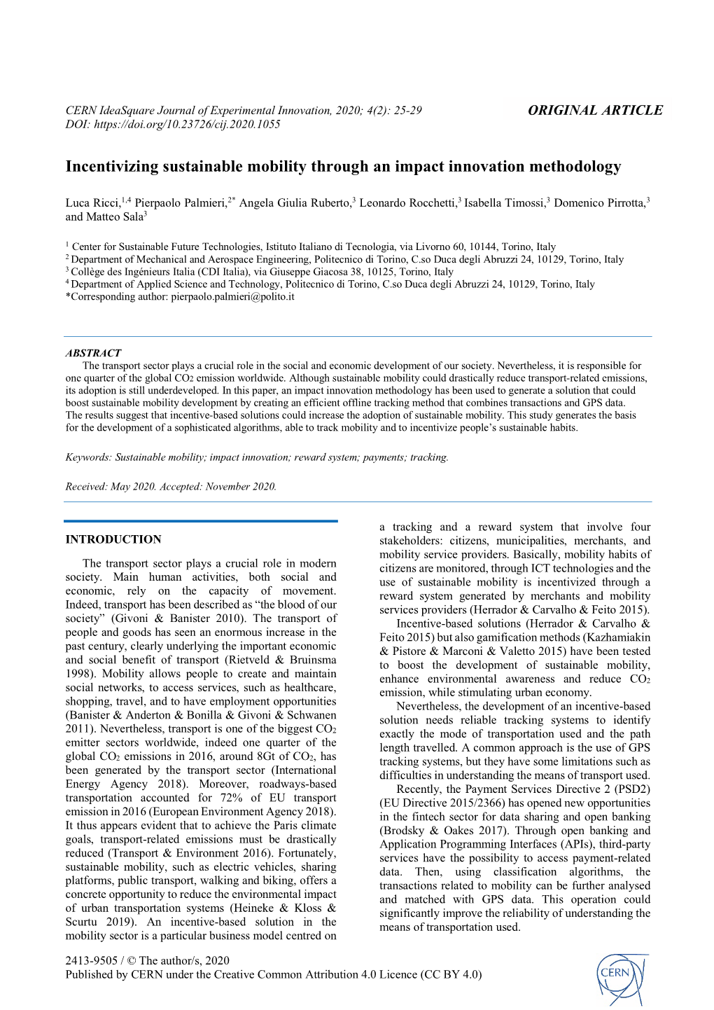 Incentivizing Sustainable Mobility Through an Impact Innovation Methodology